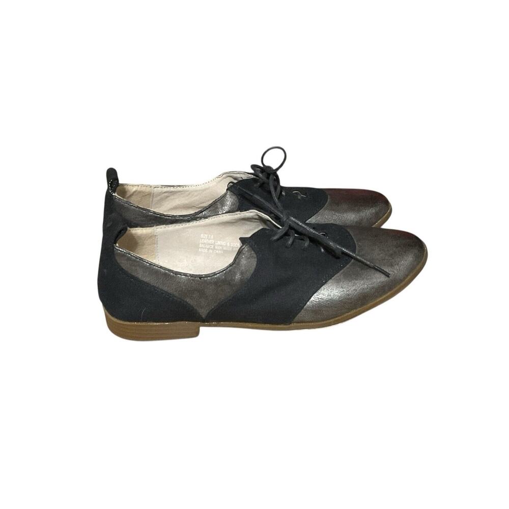 Restricted Black & Gray Cutout Oxford Leather Loafers Flats Shoe Size 7.5 - Picture 2 of 8